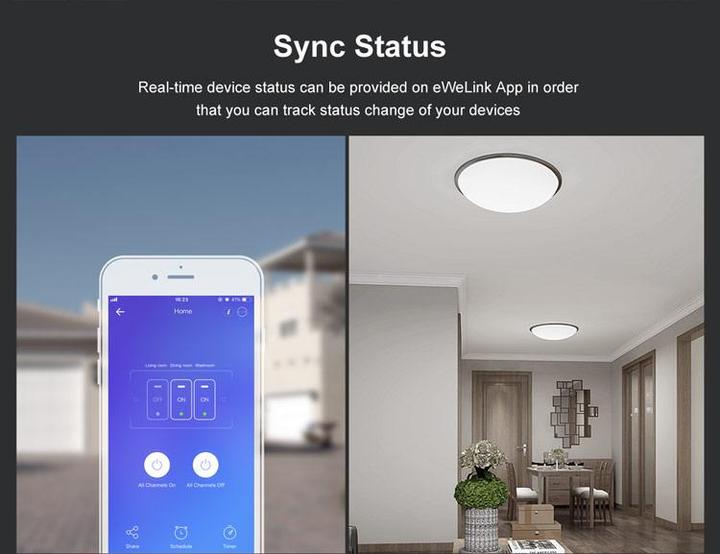 Actual product image Sonoff T3EU2C - 2-gang Wi-Fi Smart Wall Switch - Black