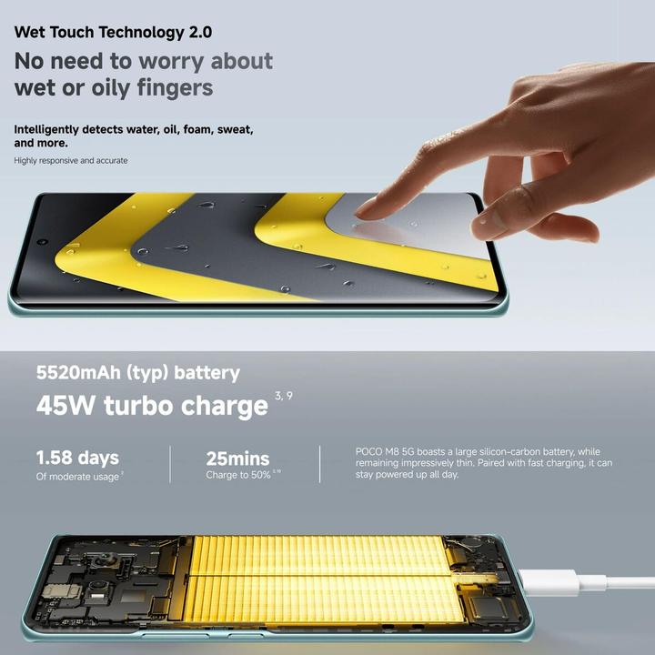 Produktbild Xiaomi Smartphone MOBILE PHONE M8 5G/8/256GB SILVER MZB0MABEU (256 GB, Silber, 6.77", Hybrid Dual SIM, 5G)