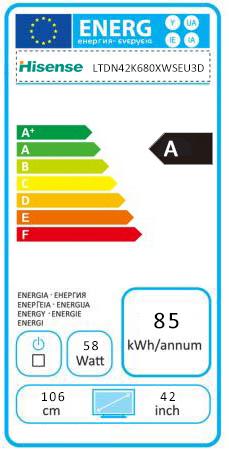 Energie-Label Hisense Ltdn 42k680xwseu3d (41.73", LED, UHD)