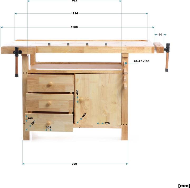 Actual product image Wiltec Workbench (50 cm, 125 cm)