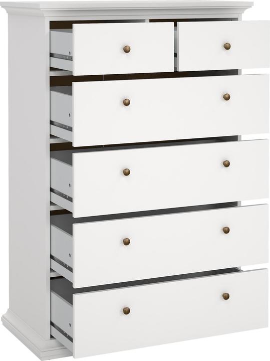 Image du produit Tvilum Paris Commode 6 tiroirsBlanc (96.20 x 48.50 x 139.76 cm)
