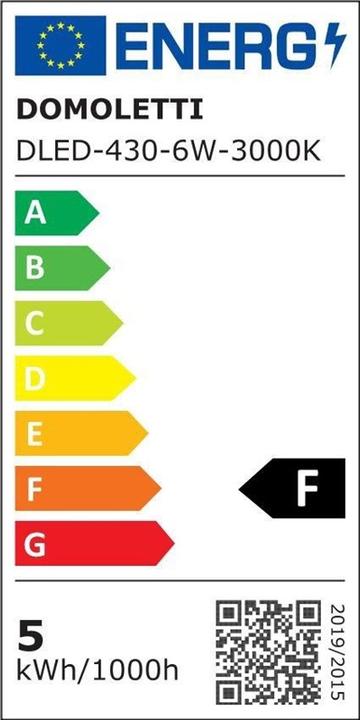 Energy Label Domoletti LED PANEL DLED-430 6W 3000K R (370 lm)