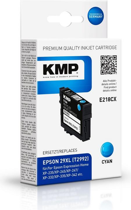 Actual product image KMP E218CX Ink Cartridge compatible with Epson T 2992 XL (C)