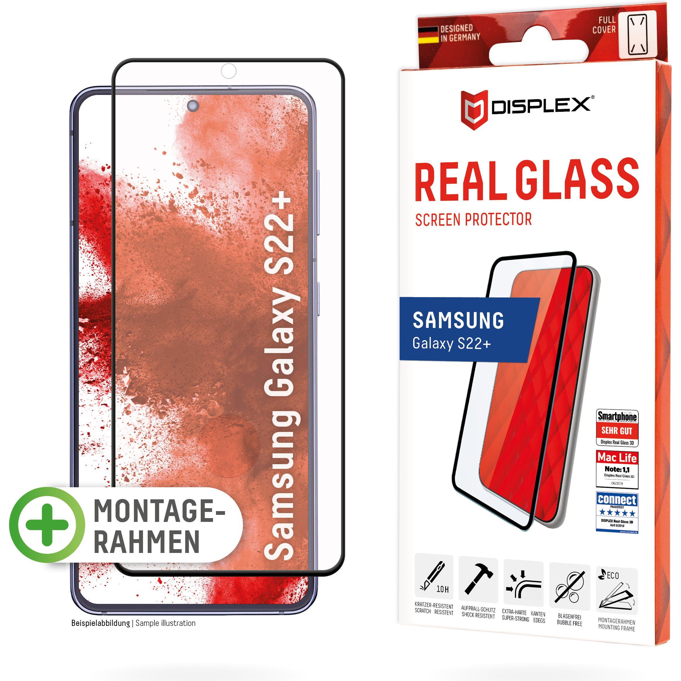 Displex Real Glass, Full Cover Panzerglas (1 Stück, Samsung Galaxy S22+), Smartphone Schutzfolie, Transparent