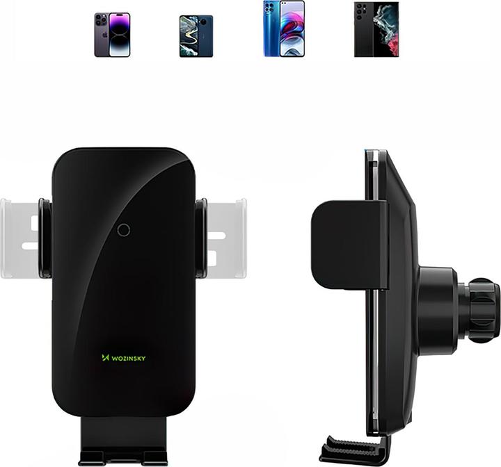 Immagine prodotto Wozinsky WEDZ-3Y8S clamp car holder with 15W inductive charger for phone on the air vent - black