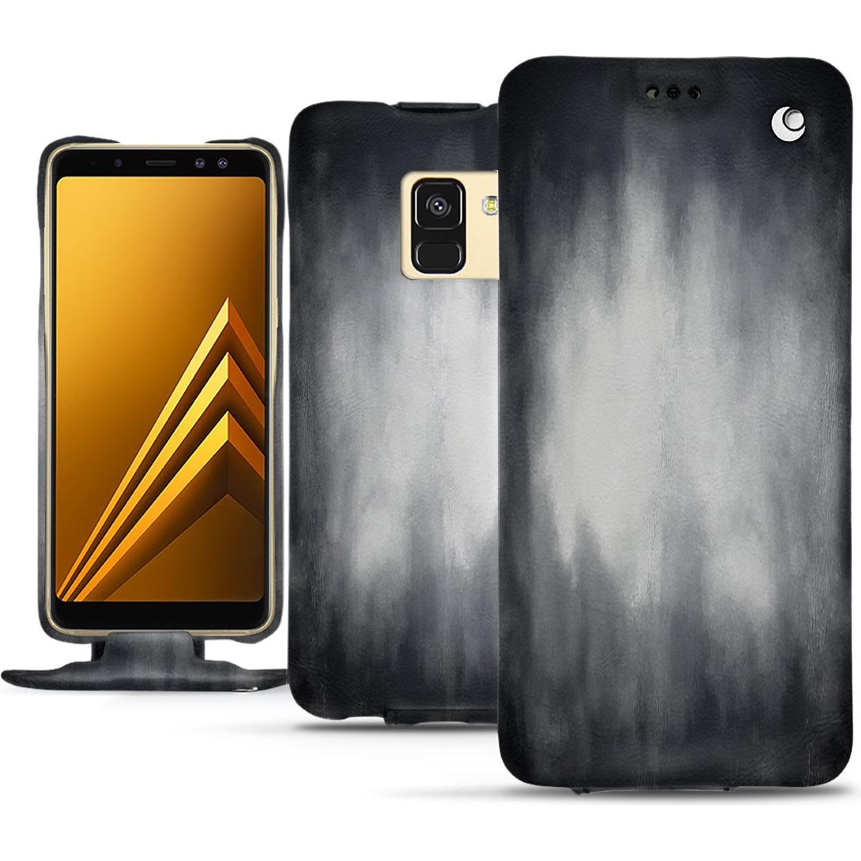 Noreve Lederschutzhülle vertikal (Samsung Galaxy A8 (2018)), Smartphone Hülle, Grau