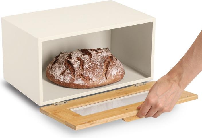 Produktbild Zeller Present Brotkasten mit Bambusfrontklappe Metall 36x23x19.5 cm
