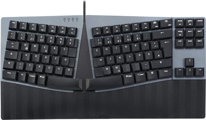 Produktbild Perixx PERIBOARD-335 DE RD, Kabelgebundene ergonomische mechanische kompakte Tastatur - flache rote (DE, Kabelgebunden)