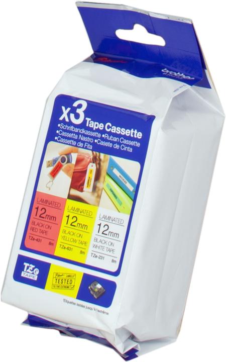 Produktbild Brother Multipack TZe-31M3 (1.20 cm, Gelb, Rot, Weiss)