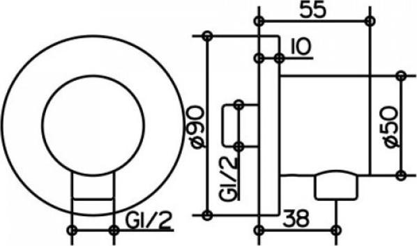 Actual product image Keuco Hose connector IXMO rosette round bro bent