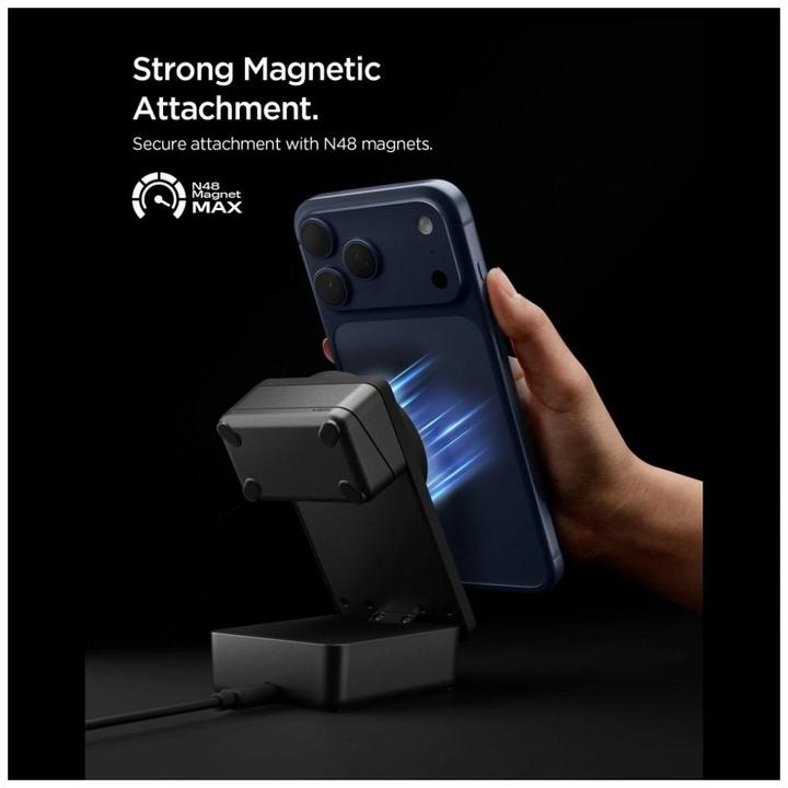 Image du produit Spigen Ładowarka indukcyjna Essential EF323MQ 3w1 25W Qi2.2 MagSafe czarny (25 W)