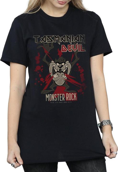 Actual product image Looney Tunes Womens/Ladies Tasmanian Devil Monster Rock Cotton Boyfriend T-Shirt (M)