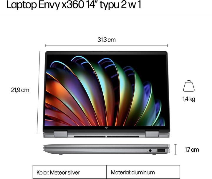 Immagine prodotto HP Envy x360 2-in-1 Laptop 14-fa0400nw (14", 512 GB, 16 GB, DE, AMD Ryzen 5 8640HS)