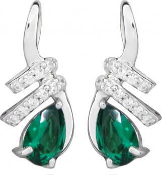 Image du produit Silver Cat Boucles d'oreilles mode avec zircons et verre émeraude SC380