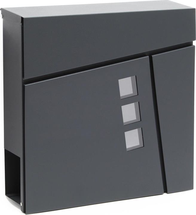 Image du produit Wiltec Boite lettres moderne Design V24 Anthracite Fixation murale revêtue poudre Compartiment journal