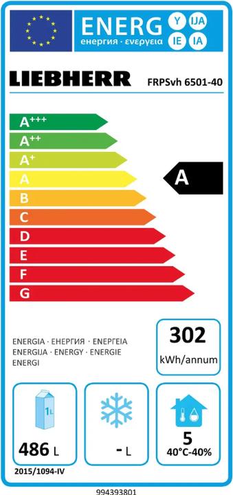 Label énergétique Liebherr Réfrigérateur commercial (486 l)