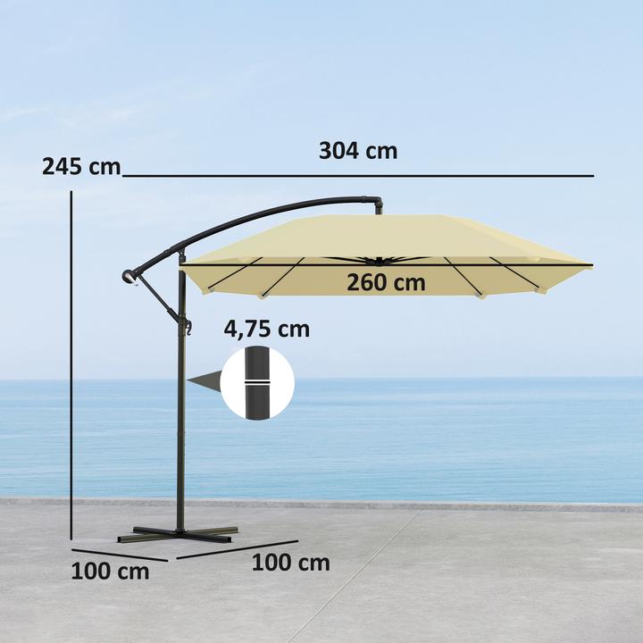 Image du produit Outsunny Ampelschirm Metall, Polyester Beige (2.60 m)