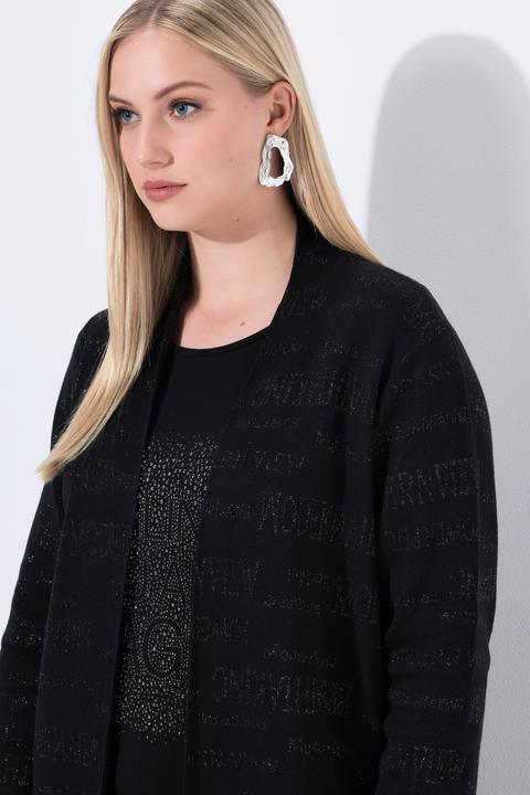 Produktbild Ulla Popken Strickjacke, Glitzer-Schrift, Stehkragen, Langarm (54)