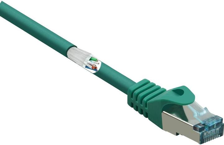 Actual product image Renkforce RF-5462398 RJ45 network cable, patch cable CAT 6a S/FTP 15.00 m Green mi (S/FTP, CAT6a, 15 m)