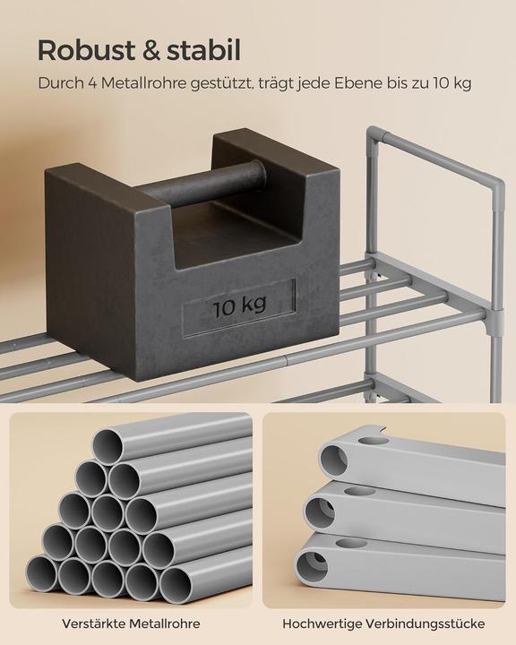 Actual product image Songmics 2 Ebenen Schuhregal, LSA012G01, erweiterbar (92 x 30 x 34 cm)