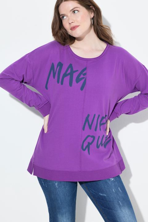 Produktbild Ulla Popken Sweatshirt, Schriftmotiv, Oversized, Rundhals, Langarm (56)