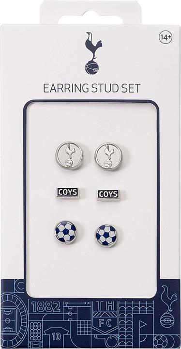 Immagine prodotto Tottenham Hotspur FC Coys Verniciato d'Argento Orecchini a Bottone Set Misura Confezione 3 (100% materiale sintetico)