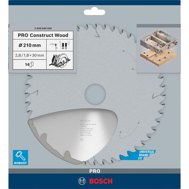 Produktbild Bosch Professional Zubehör PRO Construct Wood Kreissägeblatt, 210 x 2,8 x 30 mm