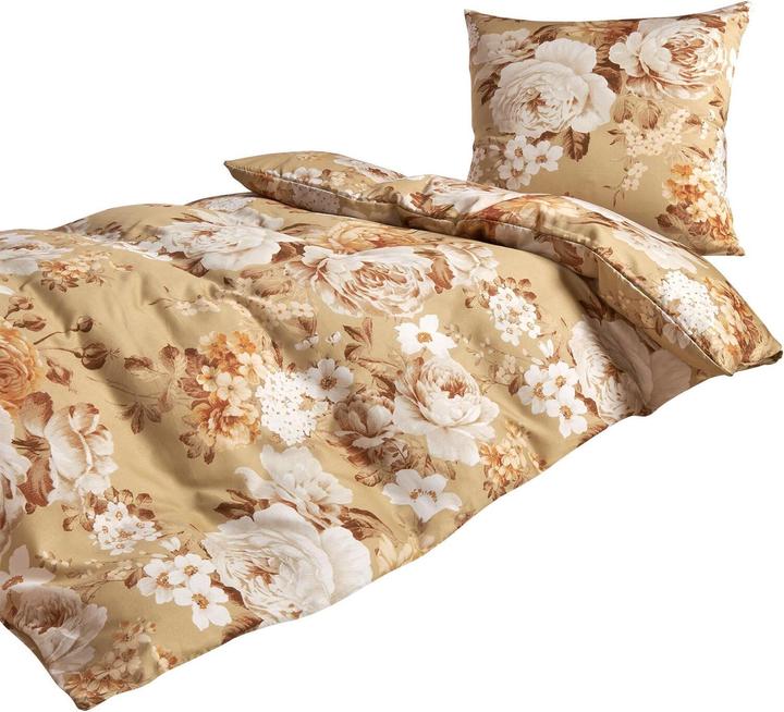 Produktbild Traumschlaf Mako-Satin Bettwäsche Rosi beige (Bettwäsche Set, 135x200 cm + 80x80 cm)