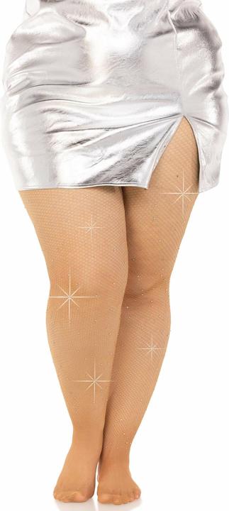 Productafbeelding Leg Avenue Netkousen Met Kristalpatroon, Karamel, Oversized (XXS)