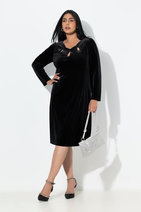 Image du produit Ulla Popken Bodycon-Kleid, Samt, Cut-Outs, Langarm (60)