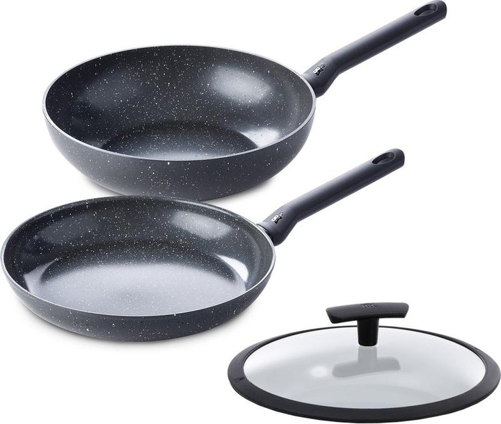 Actual product image BK Universe 2 delige pannenset 28 cm wok & 28 cm koekenpan - met deksel - inductie - PFAS-vrij (Frying pan, Wok)