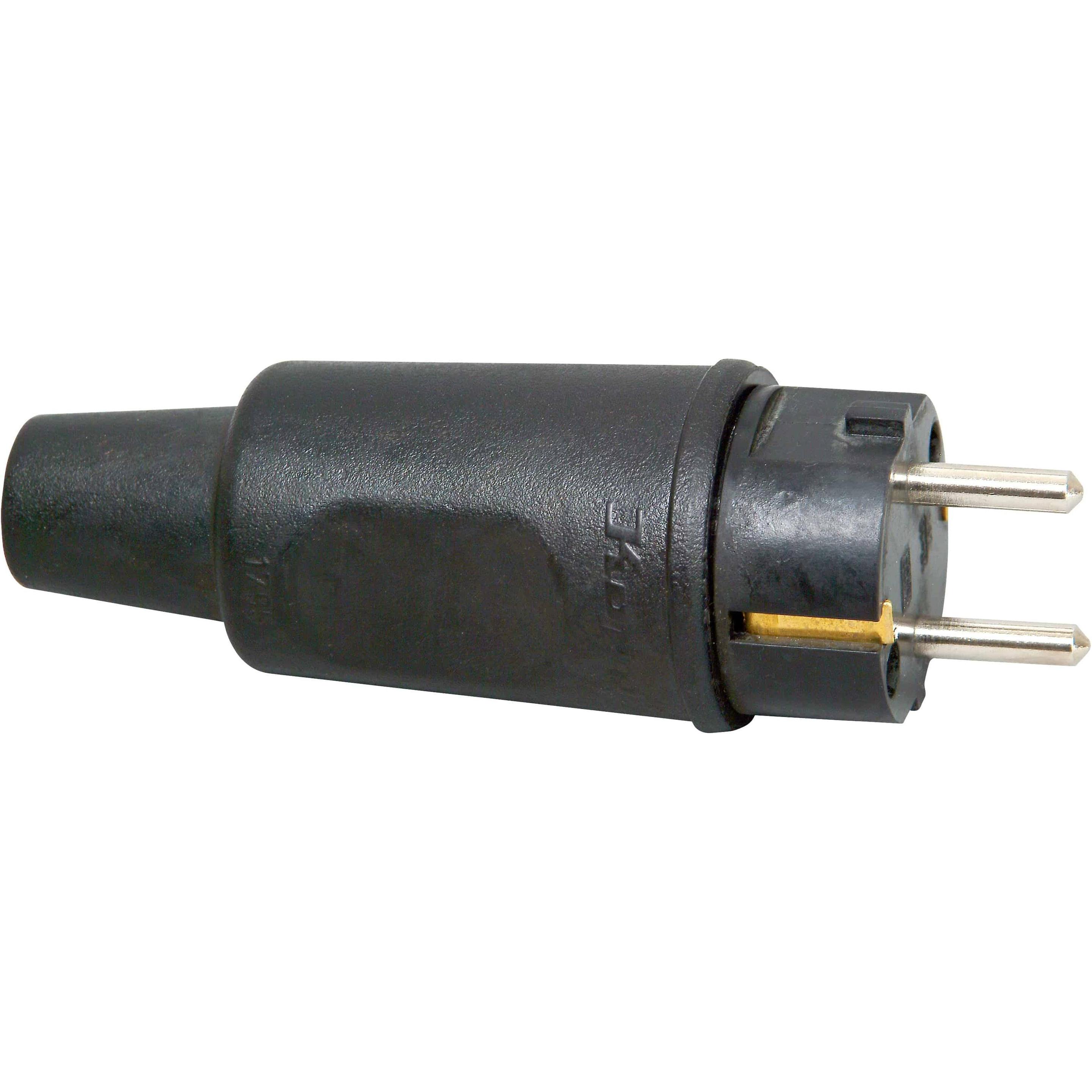 Kopp, Netzstecker + Netzkupplung, Vollgummistecker Schutzart IP 44 schwarz