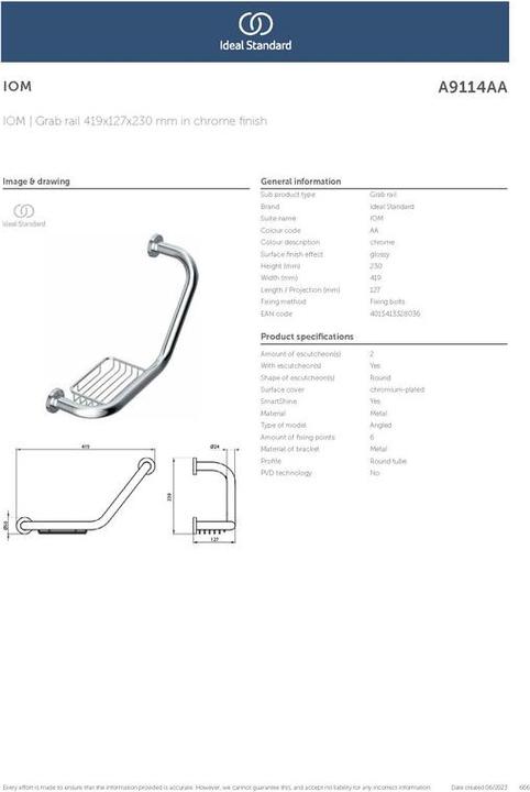 Produktbild Ideal Standard Wannengriff IOM mit integrierter Seifenschale