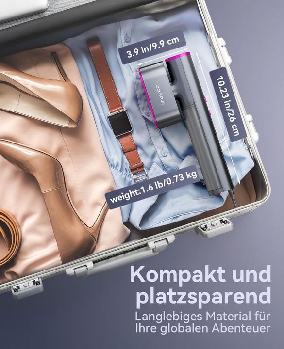 Actual product image Jack & Rose Tragbarer 2-in-1 Reisedampfglätter mit Schnellaufheizung (1500 W, 22 g/min)