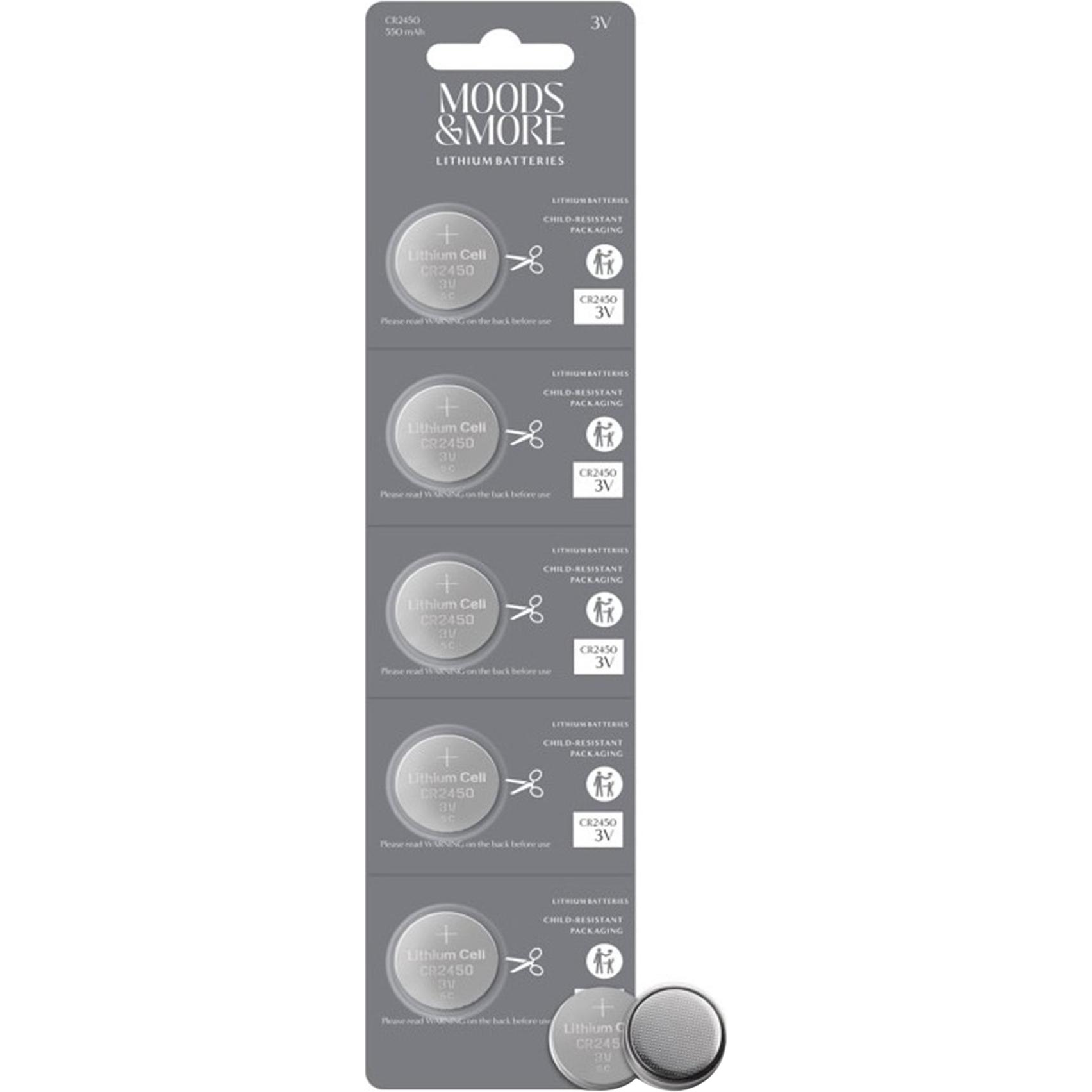 Deltaco Moods & More MM CR2450 Battery, 3V, 550mAh, 5-pack (5 pz., CR2450, 550 mAh), Batterie + pile