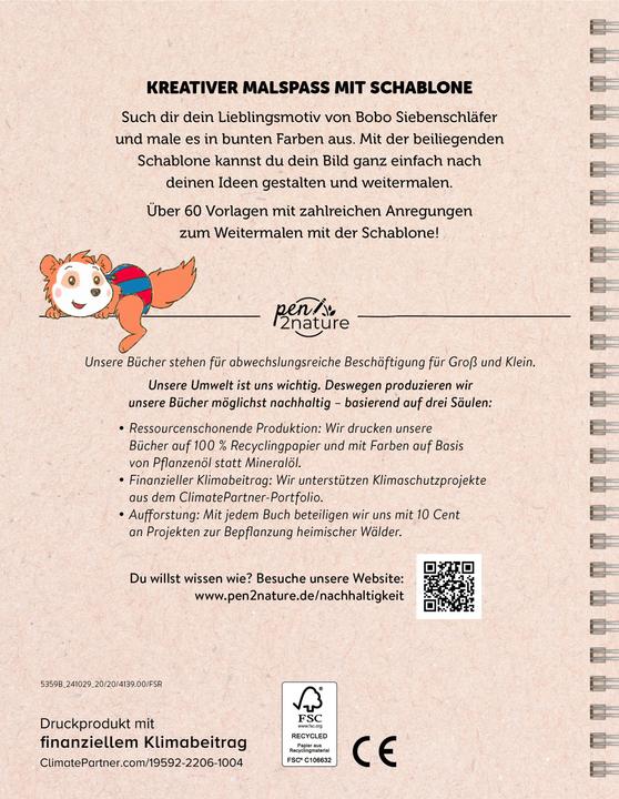 Actual product image Bobo Siebenschläfer Malbuch mit Schablone. Zeichnen und Malen für Kinder ab 4 Jahren