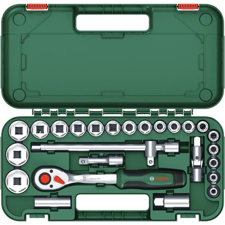 Thumbnail - Bosch Professional, Steckschlüssel + Stecknuss, BOSCH 1/2" Ratschen-Set, 1600A02Z9F, 25-teilig
