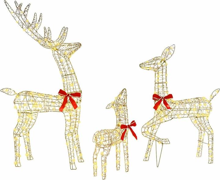 Image du produit vidaXL Famille de rennes 3 pcs Blanc chaud 128 cm PET