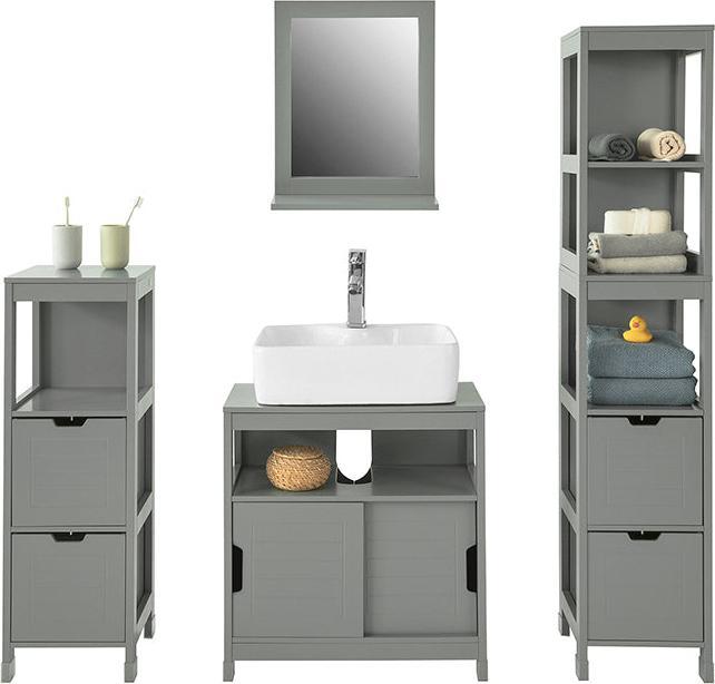 Produktbild SoBuy Waschbeckenunterschrank stahlgrau (60 x 30 x 61 cm)