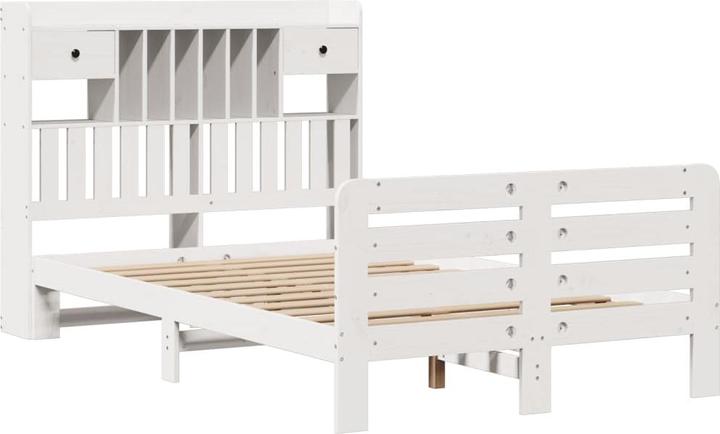 Produktbild vidaXL Massivholzbett Holzbett Bett mit Regal ohne Matratze Weiss 180x200cm (180 x 200 cm)