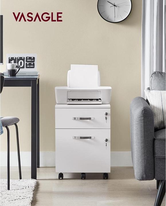 Produktbild Vasagle Aktenschrank mit zwei Schubladen, Detailfarbe: White (43 x 44.50 x 72 cm)