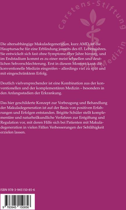 Produktbild Altersabhängige Makuladegeneration (Deutsch, Brigitte Schüler, 2017)