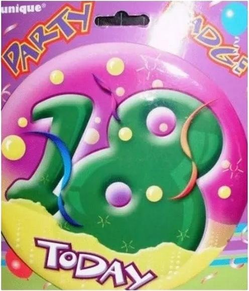 Produktbild Unique Party Abzeichen Today 18. Geburtstag Kunststoff