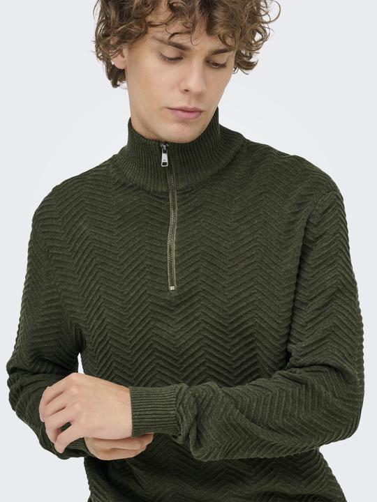 Produktbild Only & Sons Onsmace Reg 12 Herringbon Half Zip Knit (3XL)