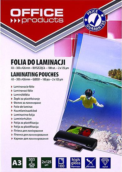 Image du produit Office Products Folia, skirta laminuoti, A3, 2x125micr., blizganti, 100 vnt, skaidri (A3, 100 pcs, 250 µm)