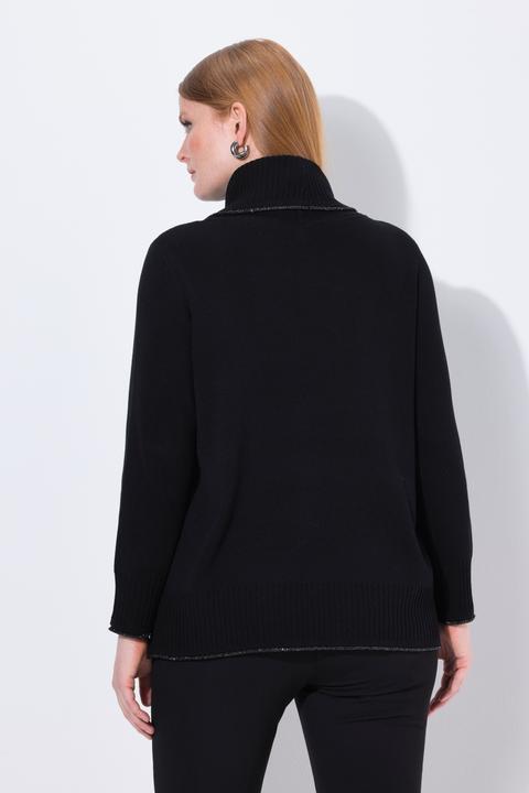 Produktbild Ulla Popken Pullover, Glitzer-Rollkante, A-Linie, Rollkragen, Langarm (42, 44)