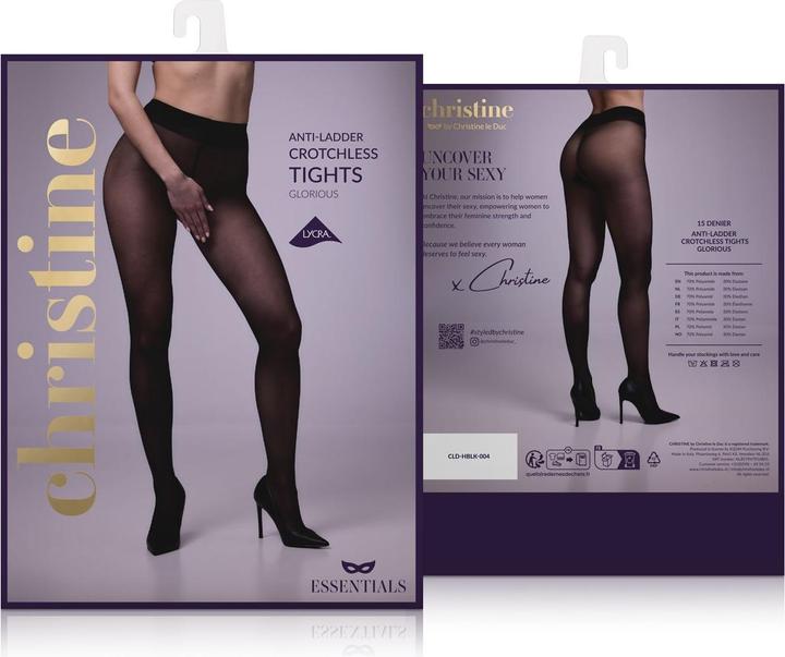 Immagine prodotto Christine Le Duc Strumpfhose mit offenem Schritt AntiLaufmaschen Glorious schwarz (S, M)