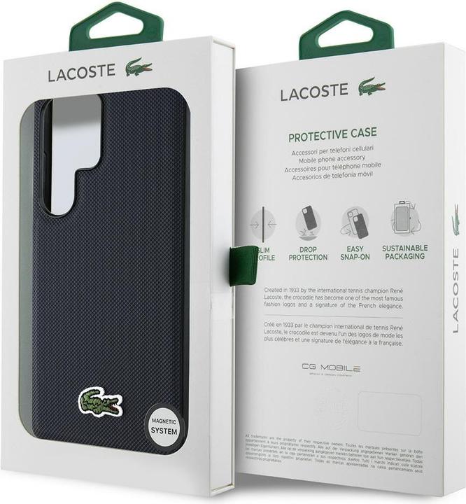 Productafbeelding Lacoste Case Iconic Petit Pique Woven Logo MagSafe to Samsung Galaxy S25 Ultra navy (Samsung Galaxy S25 Ultra)