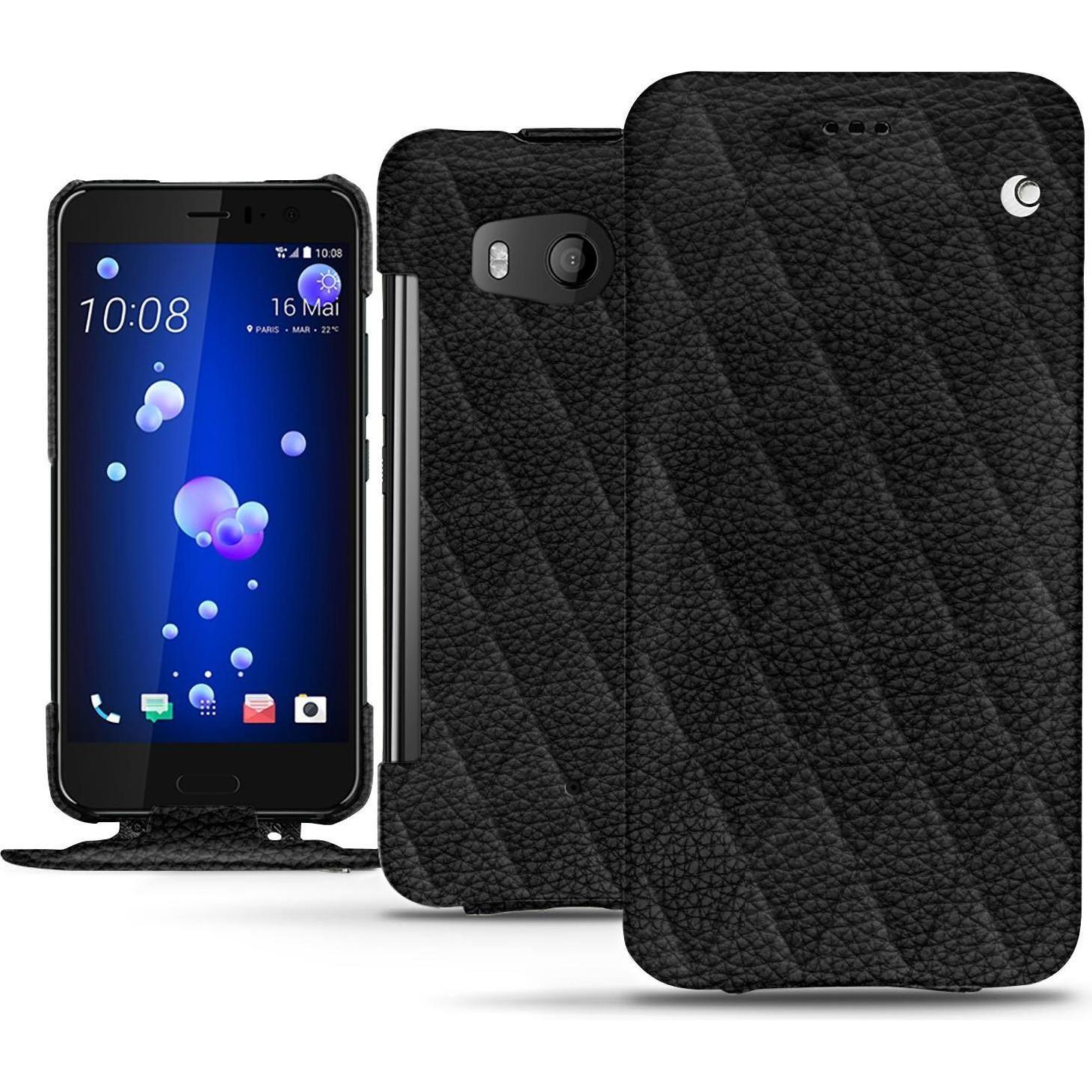 Noreve Lederschutzhülle vertikal (HTC U11), Smartphone Hülle, Schwarz