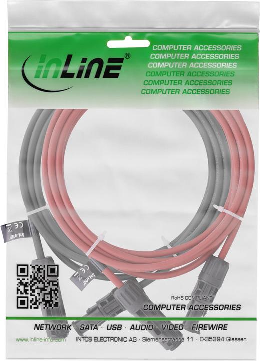 Produktbild InLine ® Solarkabel Verlängerungs-Set inkl. Solarstecker 4mm² schwarz/rot 10m (Solarkabel)